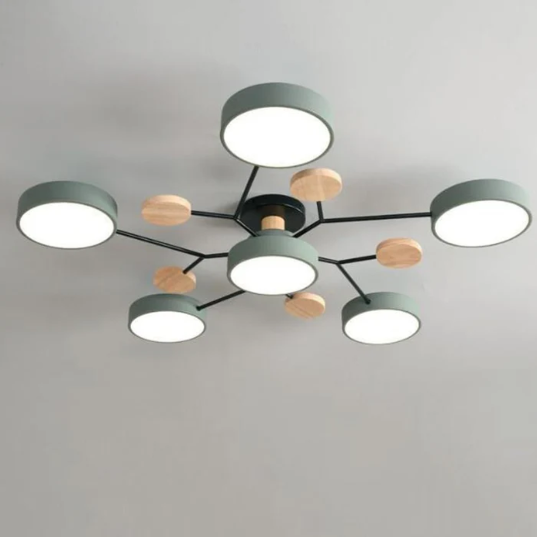 Veluna | Modern Round LED Ceiling Light with Wood Accent