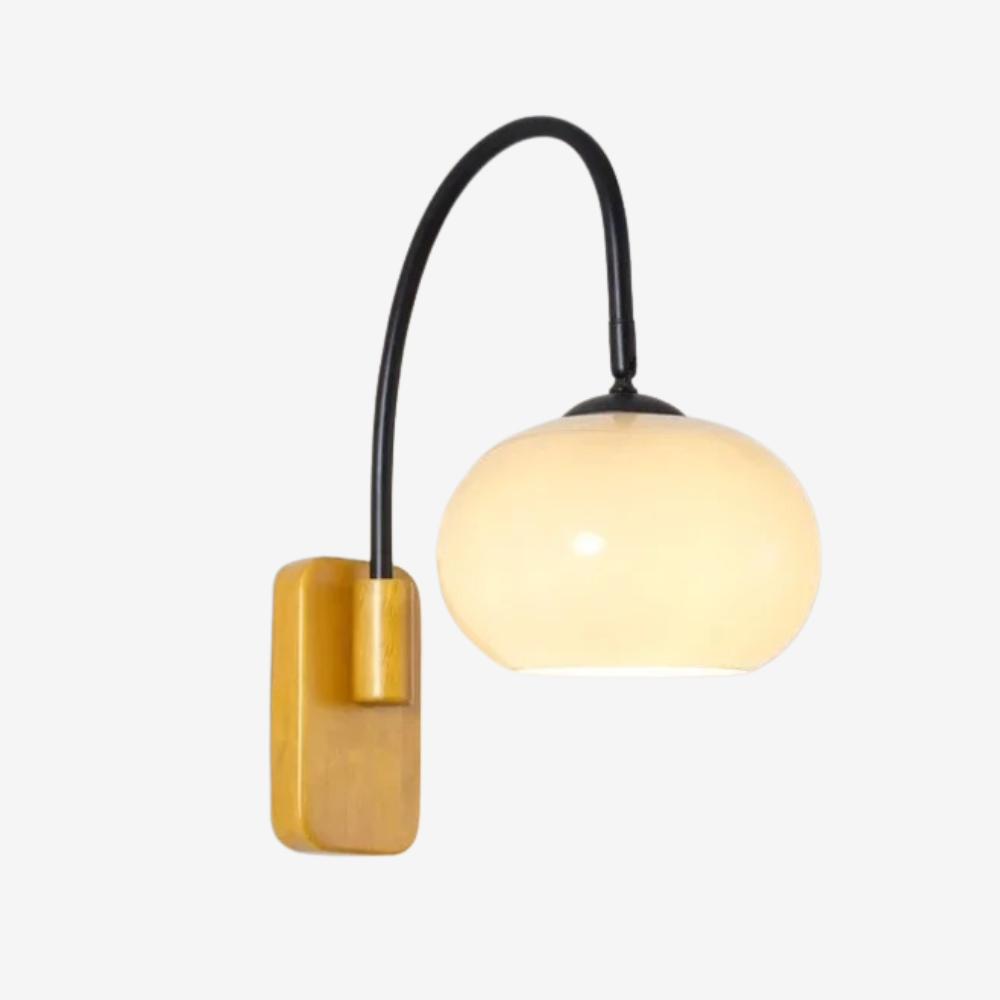 AbodeGlow | Vintage Wall Lamp with Curved Arm and Frosted Glass Shade