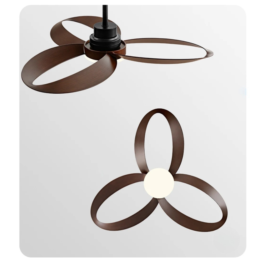 AeroLume | Modern Ceiling Fan with Loop-Shaped Wooden Blades & LED Light