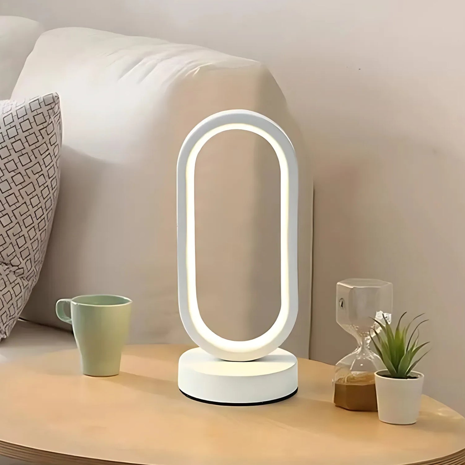Glimvera | Modern Oval Arc LED Touch Lamp for Ambience