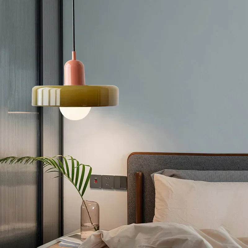 Glowvia | Glass Pendant Light with Retro Dome Design