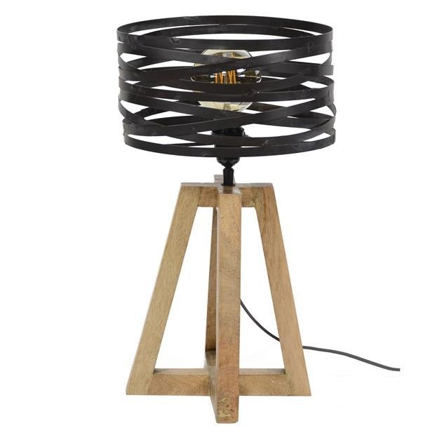 Heliohaus | Sculptural Wood and Metal Accent Table Lamp
