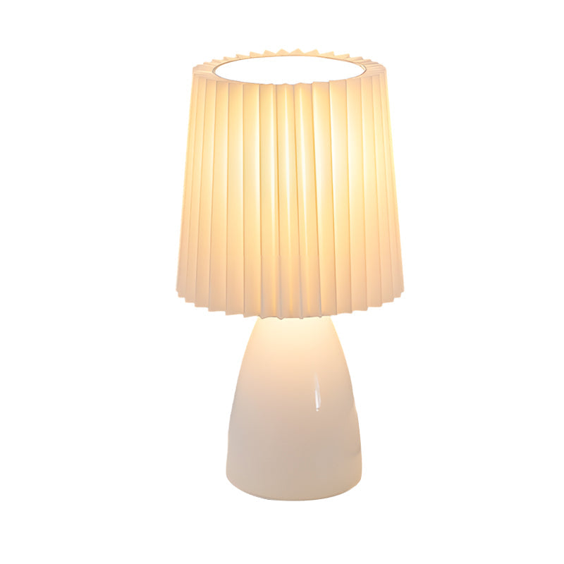 Lucerio | Pleated Fabric Table Lamp with Glass Base and USB Dimming Feature