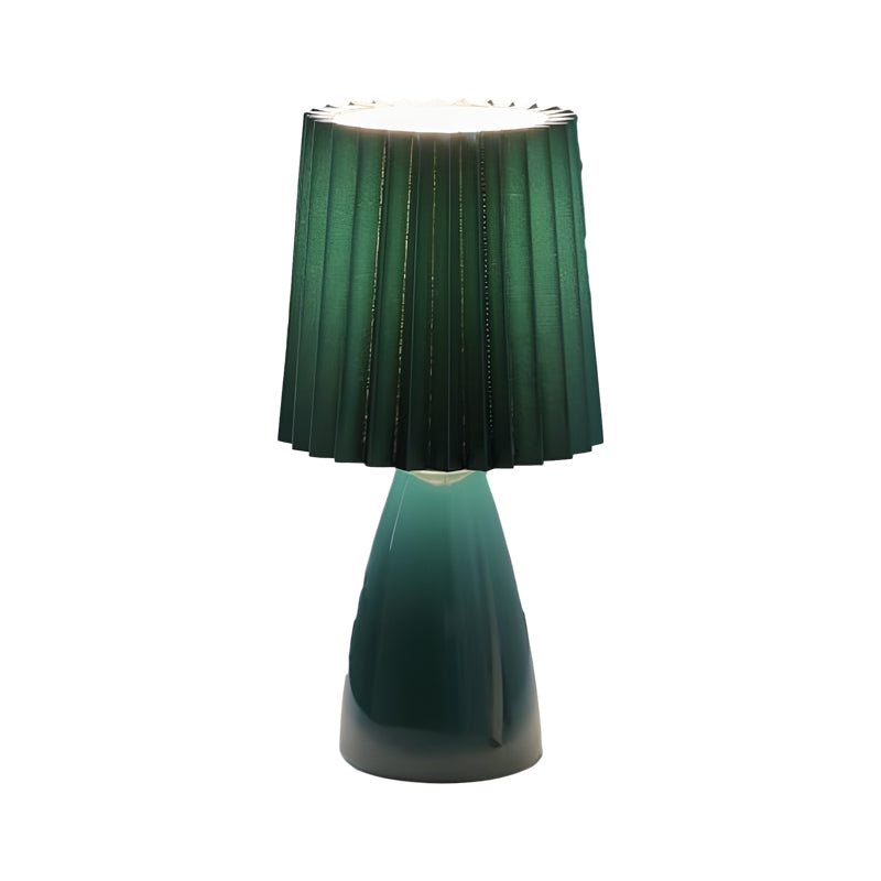 Lucerio | Pleated Fabric Table Lamp with Glass Base and USB Dimming Feature