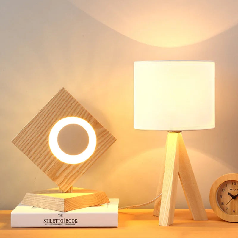 LumoNest | Minimalist Wooden Table Lamp with Warm Glow