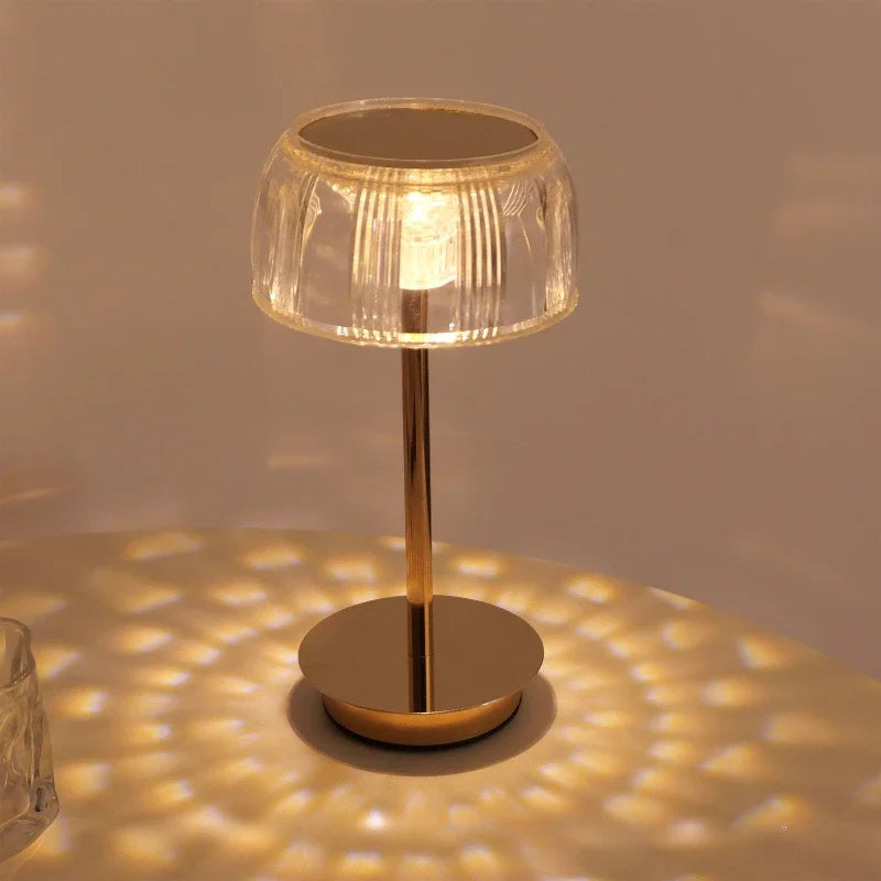 Lunaria | Rechargeable Crystal Table Lamp in Gold – Dimmable Elegance Without Cords