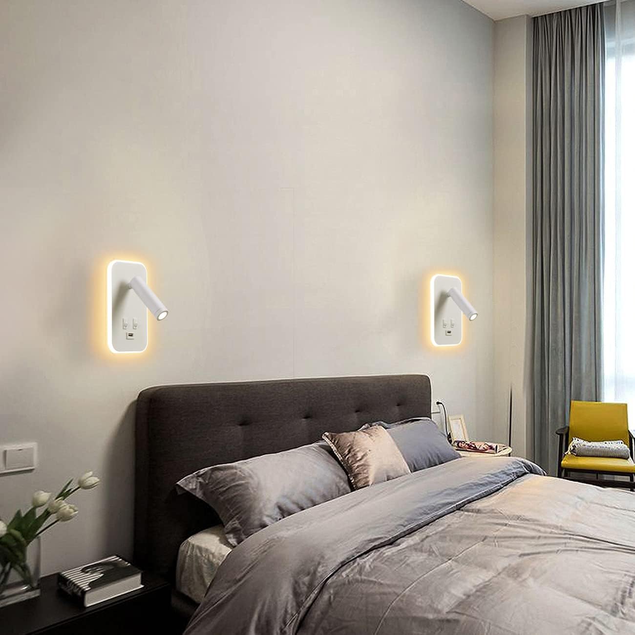 Noctavia | Wall Light with USB Port and Adjustable Reading Lamp