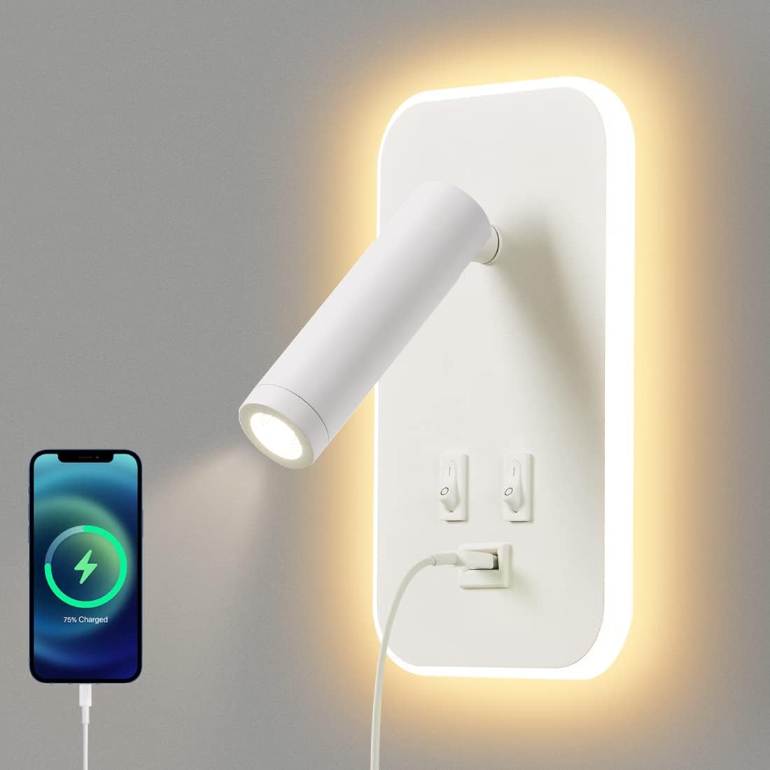 Noctavia | Wall Light with USB Port and Adjustable Reading Lamp