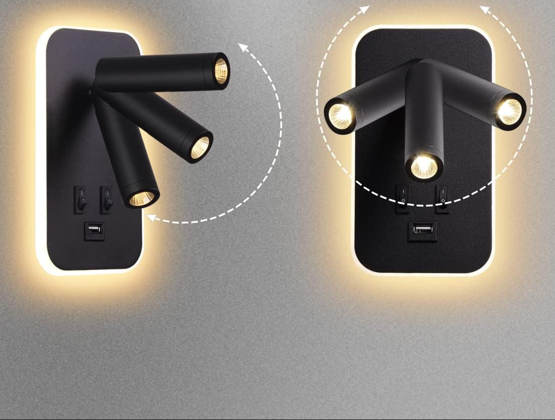 Noctavia | Wall Light with USB Port and Adjustable Reading Lamp