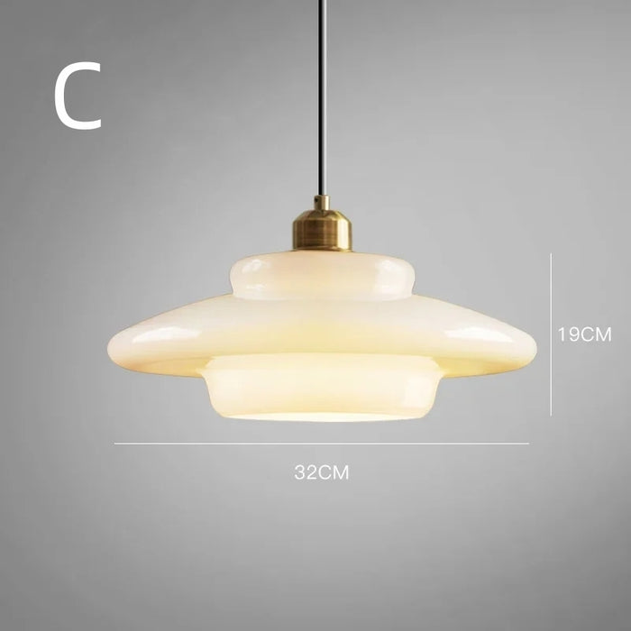 Rayvia | Frosted Glass Pendant Lamp With Brass Accent