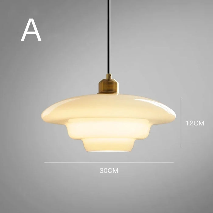 Rayvia | Frosted Glass Pendant Lamp With Brass Accent