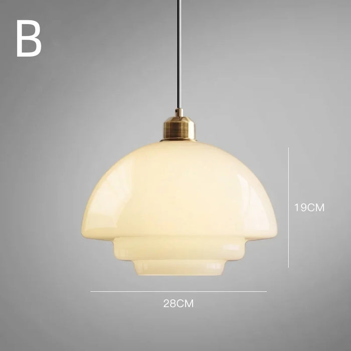 Rayvia | Frosted Glass Pendant Lamp With Brass Accent