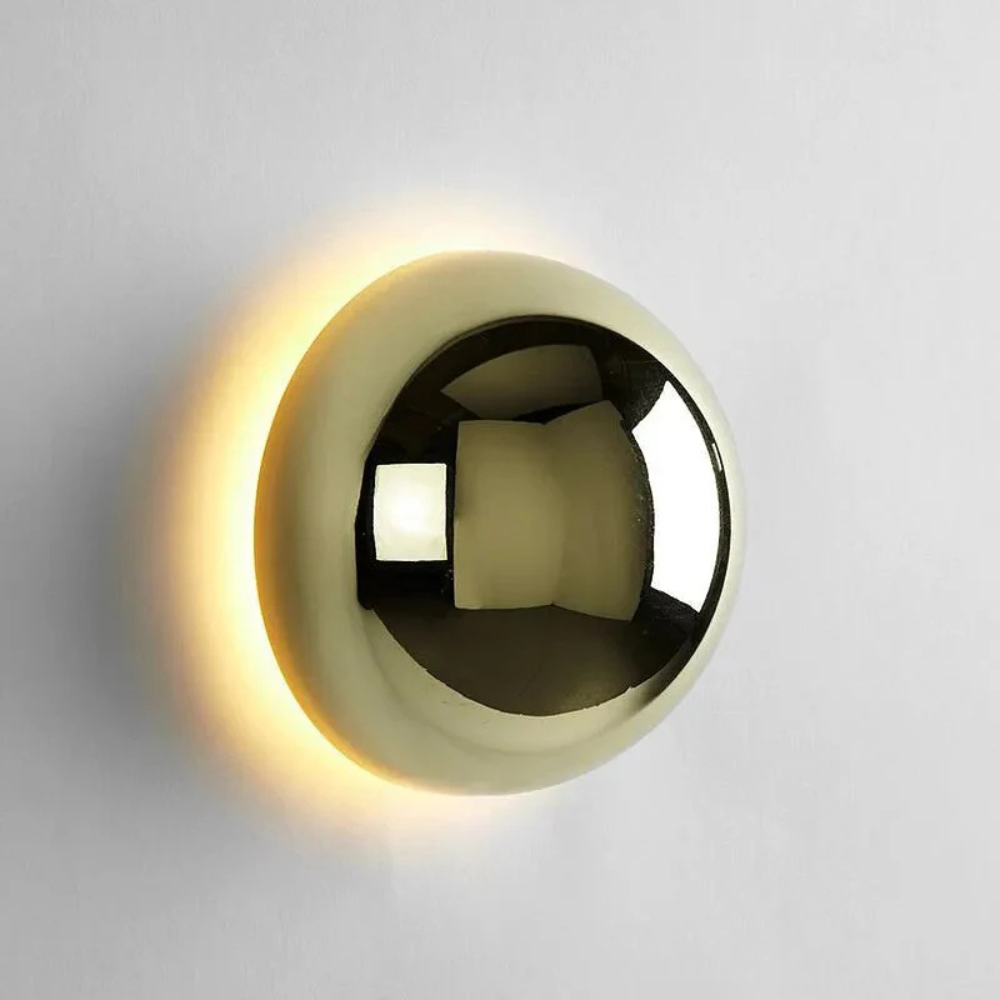 Solenne | Chrome Wall Light with LED Halo Glow