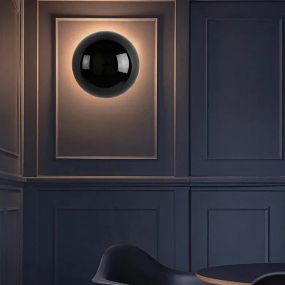 Solenne | Chrome Wall Light with LED Halo Glow