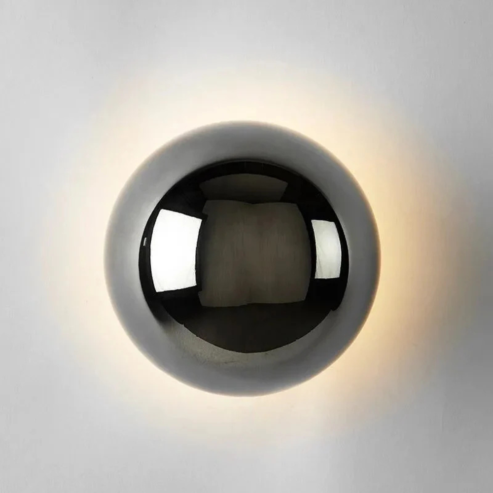 Solenne | Chrome Wall Light with LED Halo Glow