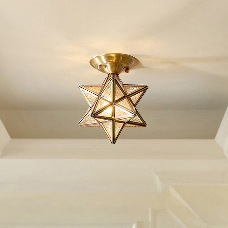 Solithra | Traditional Brass Ceiling Light With Clear Glass Finish