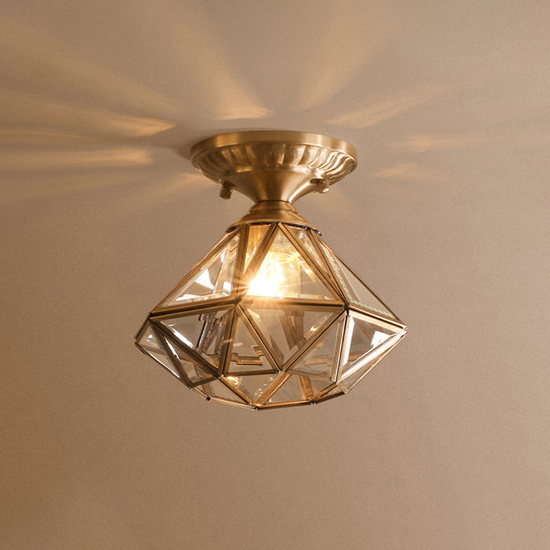 Solithra | Traditional Brass Ceiling Light With Clear Glass Finish