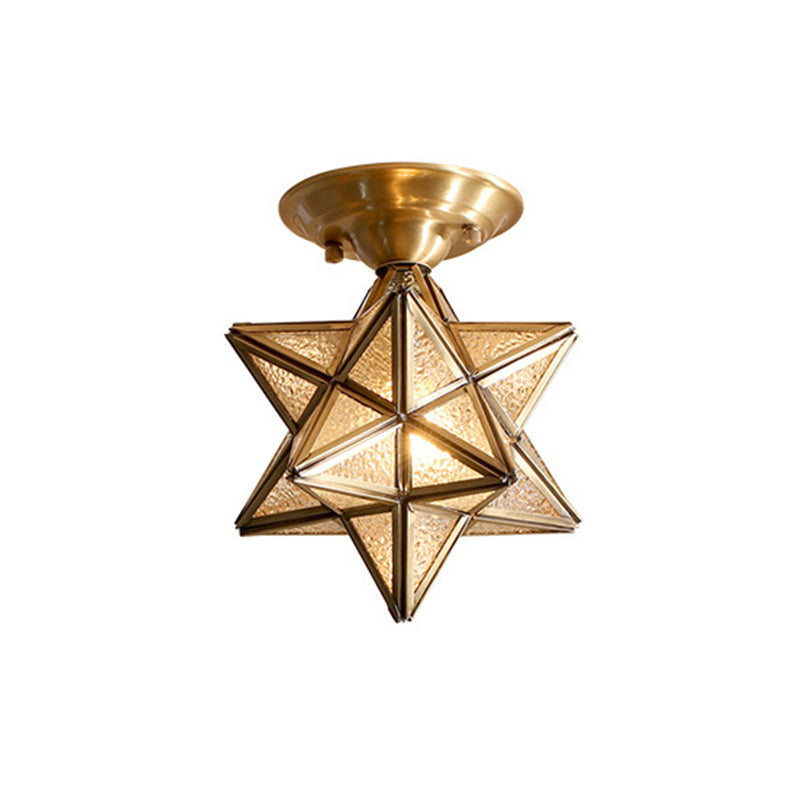 Solithra | Traditional Brass Ceiling Light With Clear Glass Finish