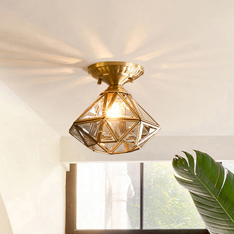 Solithra | Traditional Brass Ceiling Light With Clear Glass Finish