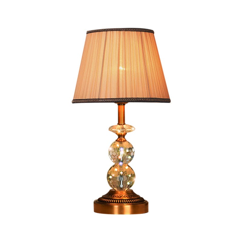 Soren | Elegant Tapered Table Lamp with Faceted Crystal Orbs