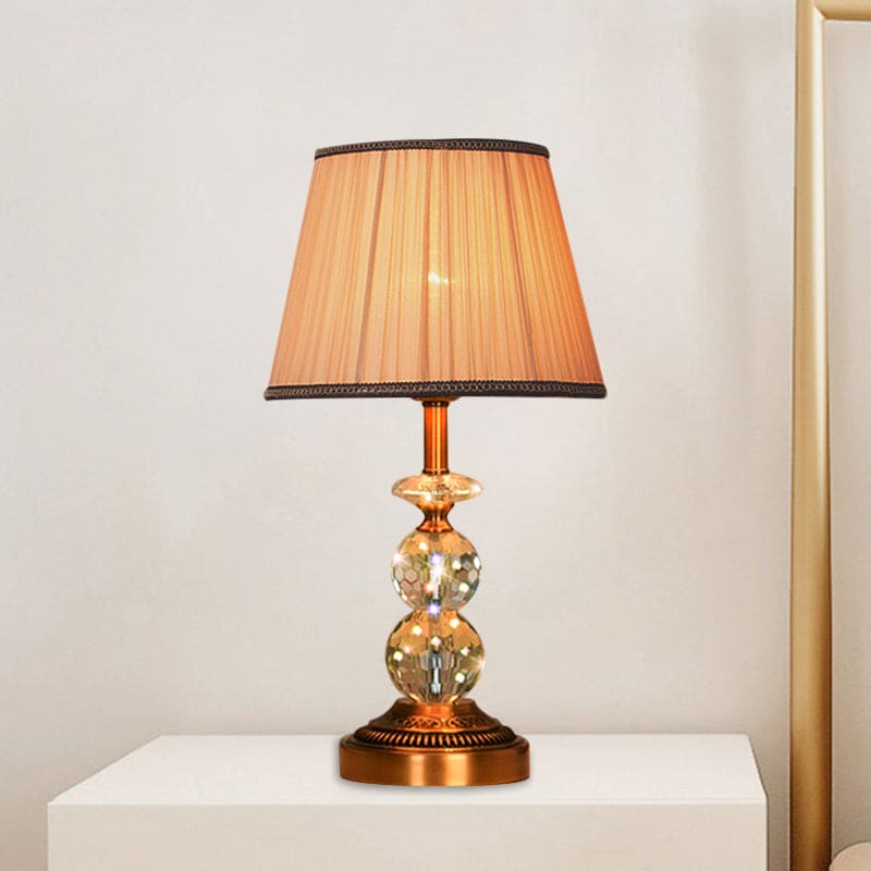 Soren | Elegant Tapered Table Lamp with Faceted Crystal Orbs
