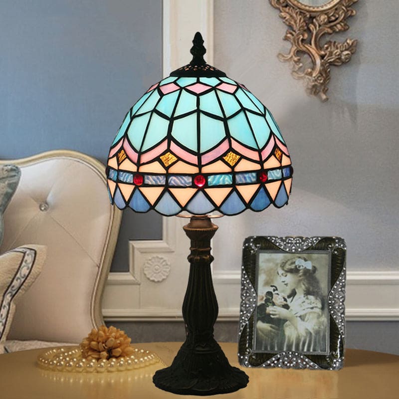 Veloura | Vintage Stained Glass Table Lamp with Leaded Detailing