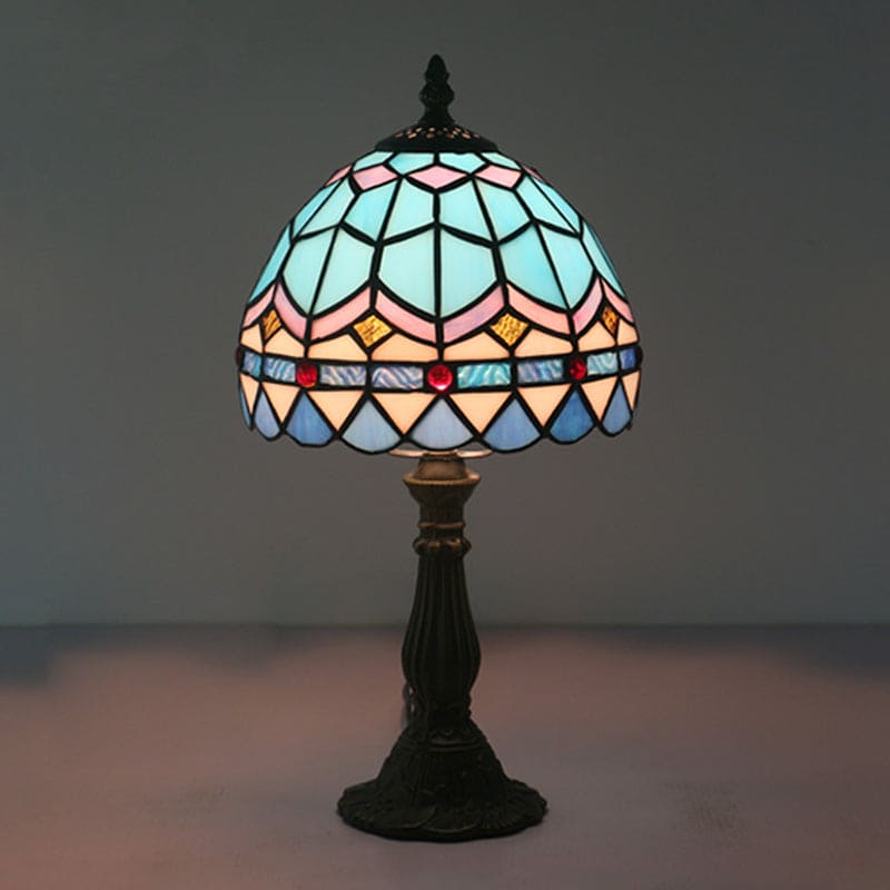 Veloura | Vintage Stained Glass Table Lamp with Leaded Detailing