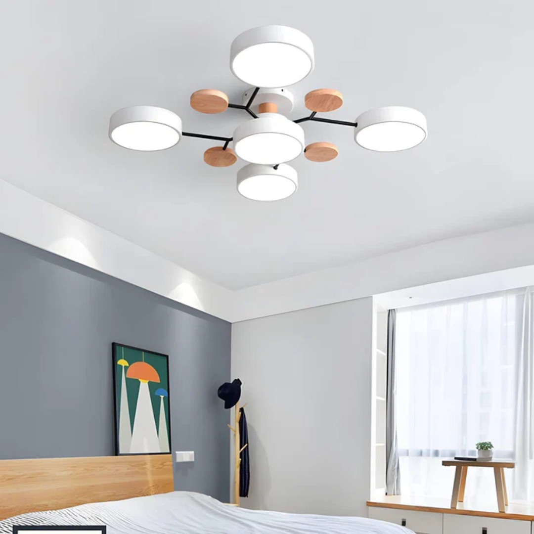 Veluna | Modern Round LED Ceiling Light with Wood Accent