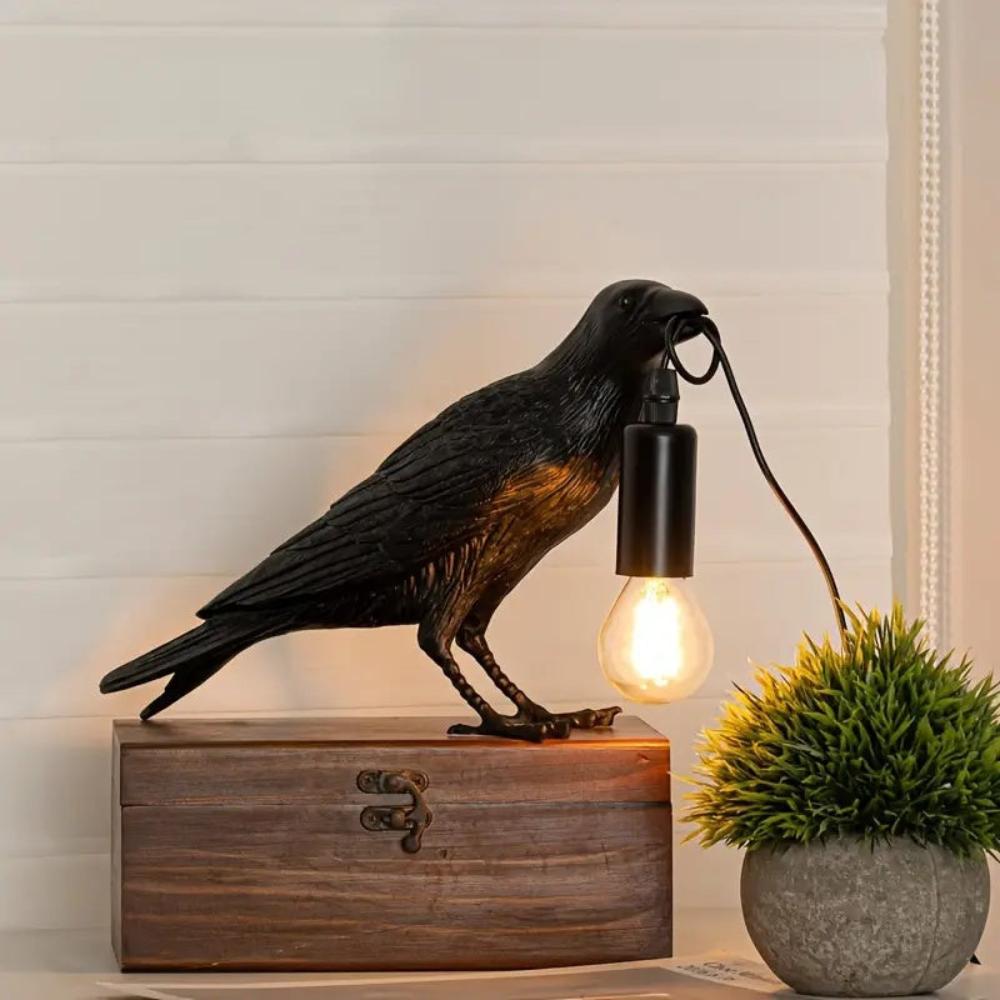 Vionlux | Gothic Raven Table Lamp with Artistic Detail & USB Power
