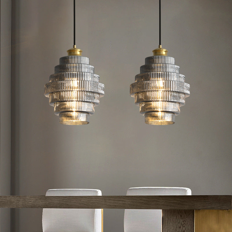 Virellux | Bottle-Shaped Glass and Brass Pendant Light