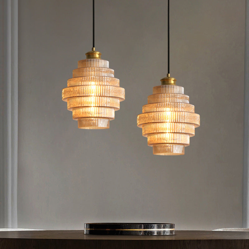 Virellux | Bottle-Shaped Glass and Brass Pendant Light