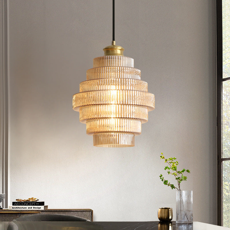 Virellux | Bottle-Shaped Glass and Brass Pendant Light