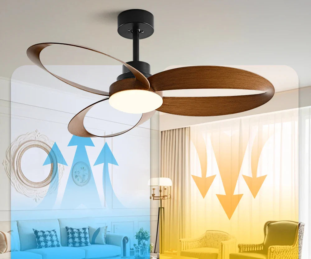AeroLume | Modern Ceiling Fan with Loop-Shaped Wooden Blades & LED Light