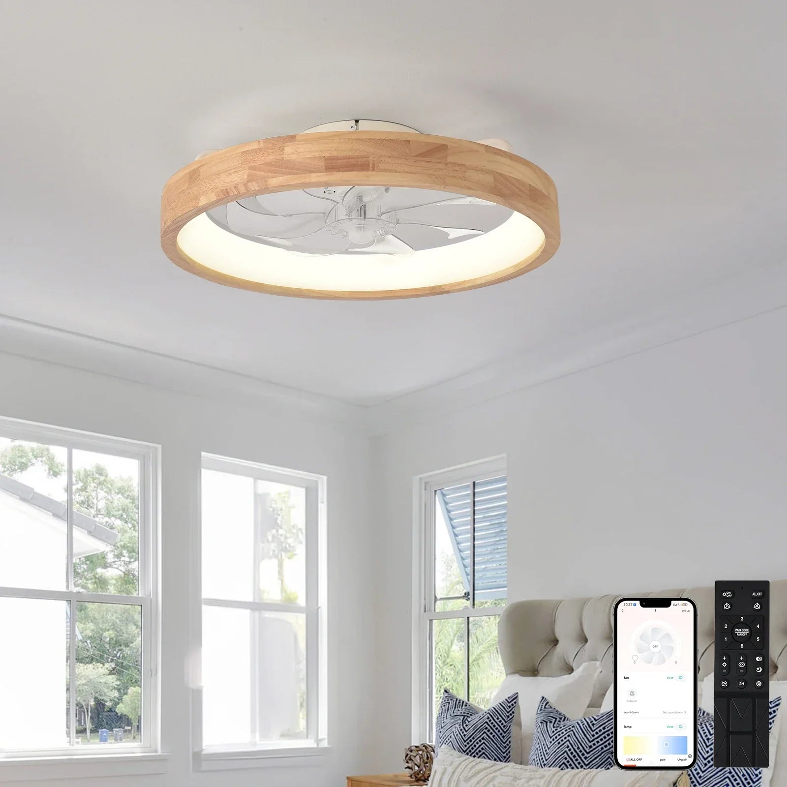BreezeGlow | Wooden Ceiling Fan Light with LED