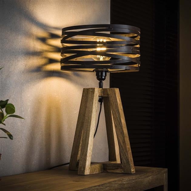 Heliohaus | Sculptural Wood and Metal Accent Table Lamp