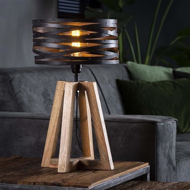 Heliohaus | Sculptural Wood and Metal Accent Table Lamp