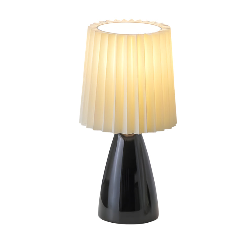 Lucerio | Pleated Fabric Table Lamp with Glass Base and USB Dimming Feature