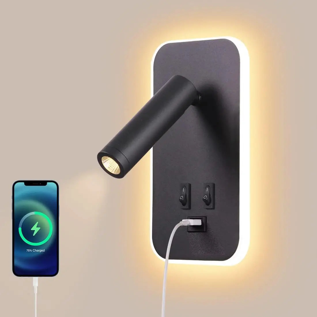 Noctavia | Wall Light with USB Port and Adjustable Reading Lamp
