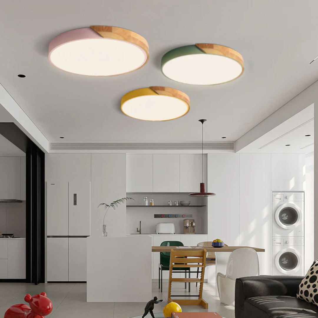 Rayroot | Nordic Round LED Ceiling Light with Wood Accent