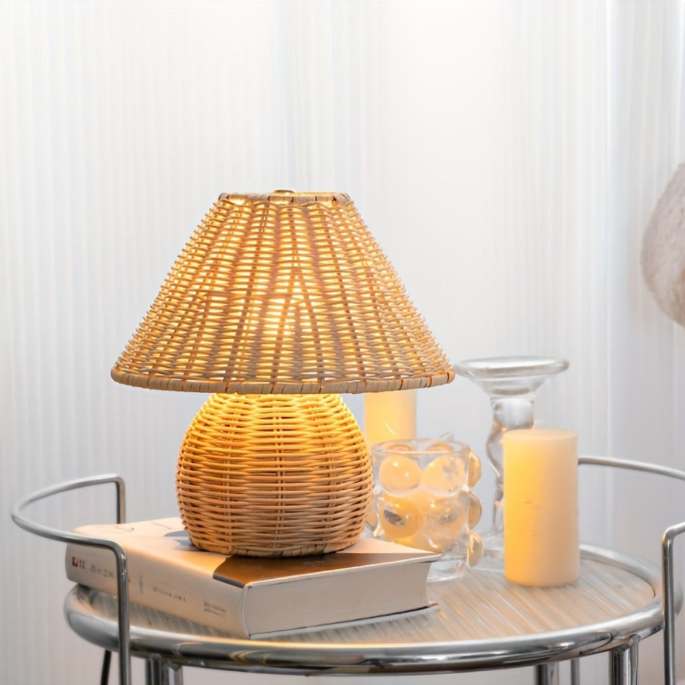 Rayzora | Handwoven Rattan Table Lamp for Boho Home Decor