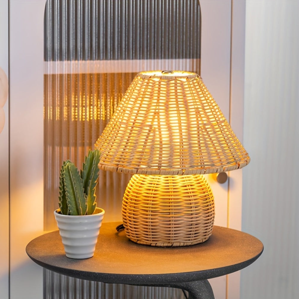Rayzora | Handwoven Rattan Table Lamp for Boho Home Decor