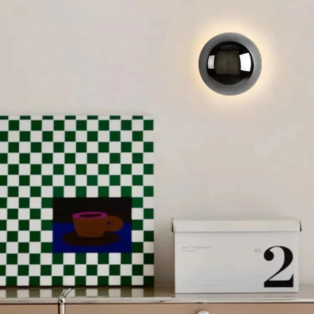Solenne | Chrome Wall Light with LED Halo Glow