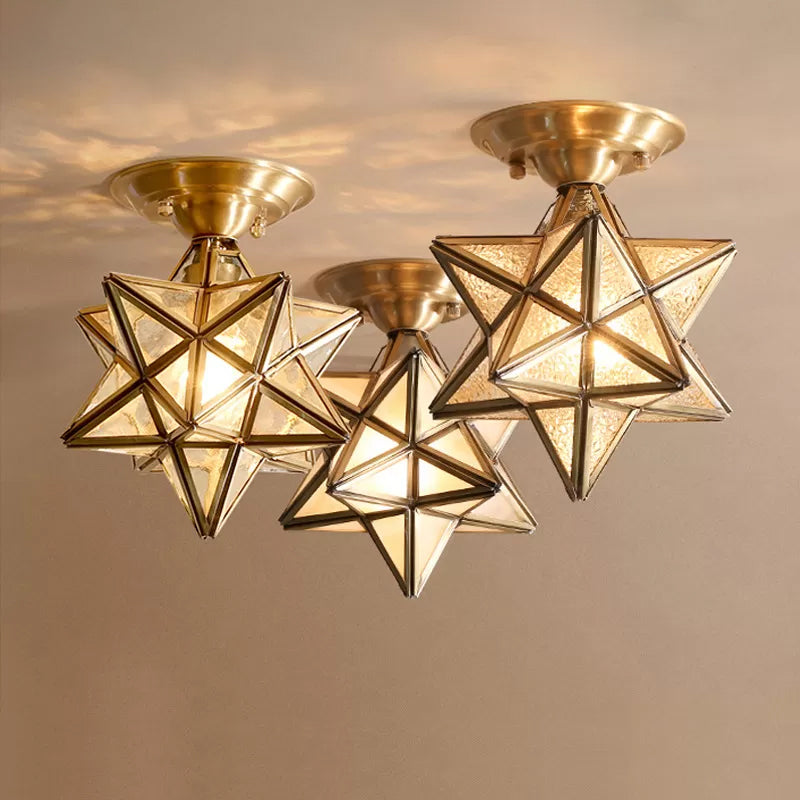 Solithra | Traditional Brass Ceiling Light With Clear Glass Finish