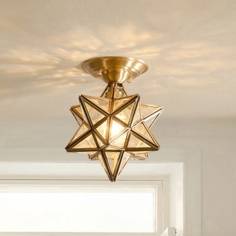 Solithra | Traditional Brass Ceiling Light With Clear Glass Finish