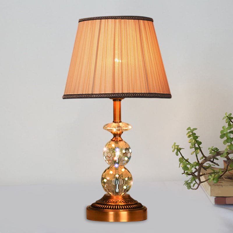 Soren | Elegant Tapered Table Lamp with Faceted Crystal Orbs