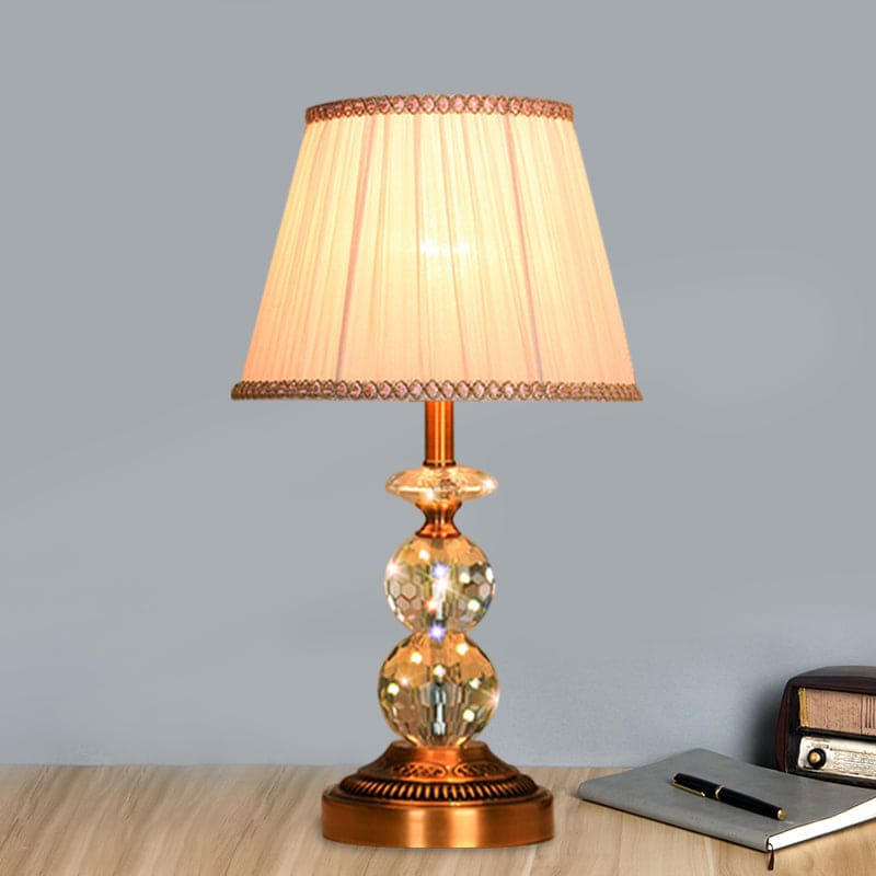 Soren | Elegant Tapered Table Lamp with Faceted Crystal Orbs