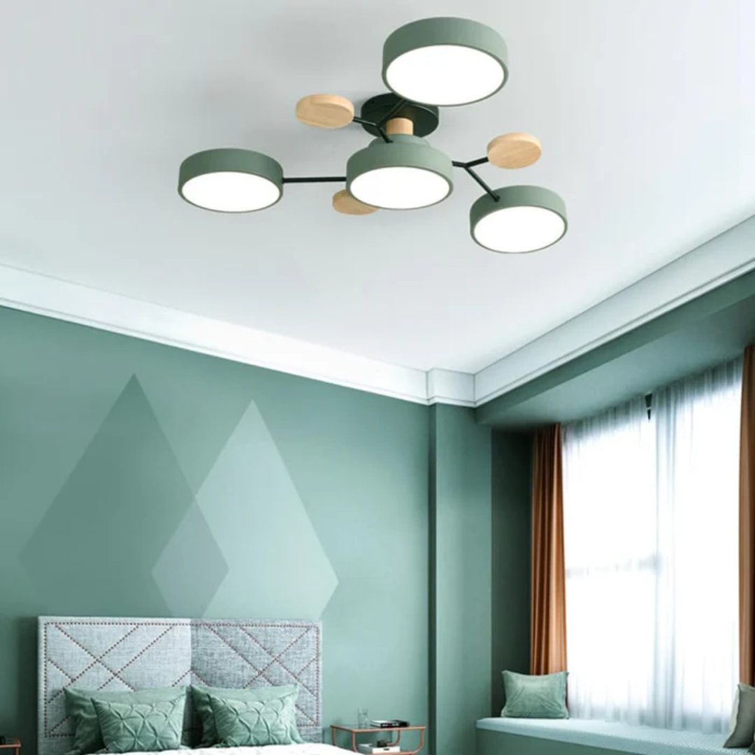 Veluna | Modern Round LED Ceiling Light with Wood Accent