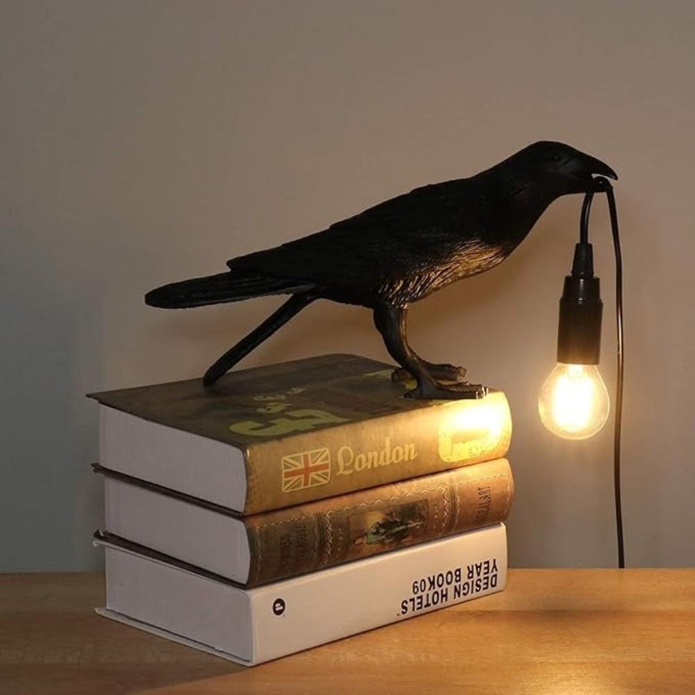Vionlux | Gothic Raven Table Lamp with Artistic Detail & USB Power